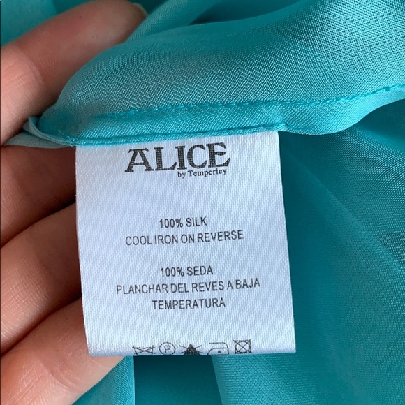 Alice by Temperly turquoise 100% silk dress sz 12 - Picture 8 of 14